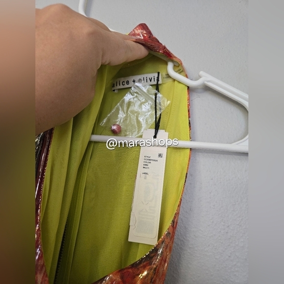 Alice + Olivia Mertie Mock Neck Pleated Maxi Dress - Picture 7 of 12